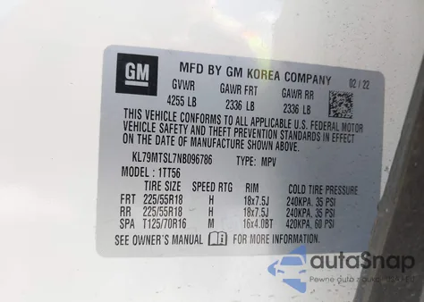 2022 Chevrolet Trailblazer Fwd Rs из США, поврежденный, VIN KL79MTSL7NB096786